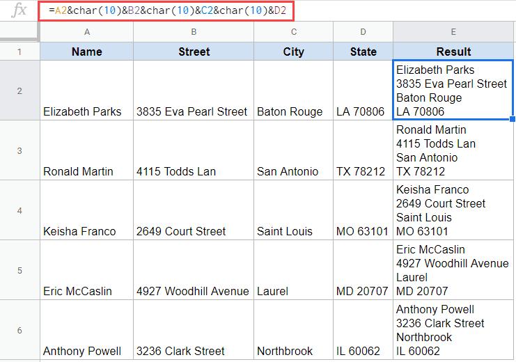 Hướng dẫn cách kết hợp các ô trong Google Sheets